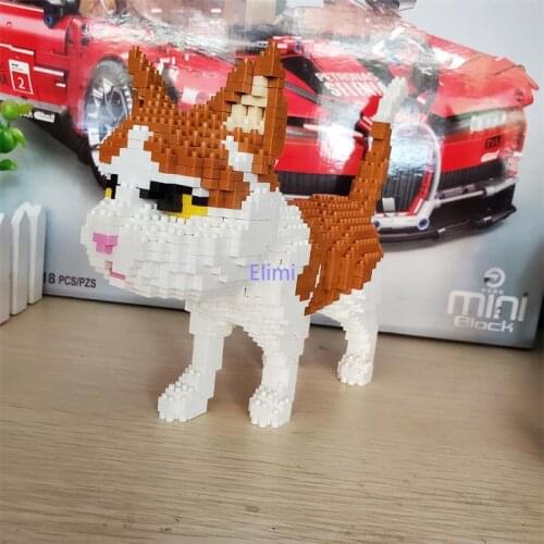 Mini Blocks Animal Figures Cat Model Brinquedo Assembly Building Bricks Kids Gifts Educational Toys for Children Girls Present
