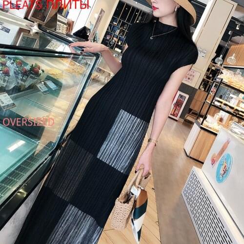 Miyake Folds Slim Slim Black Dress 2021 Spring and Summer Chinese Style Retro Fairy Temperament Base Dress Pleats Vestido
