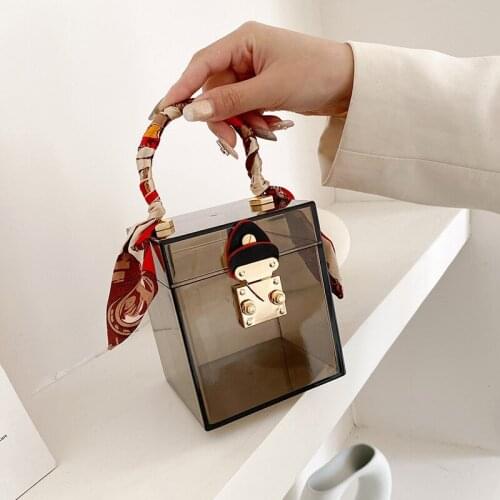 Transparent Acrylic Chain Gold Ring Handle Fashion Women Fashion Purses and Handbags Party Clutch Bag Shoulder Chain Bag Totes