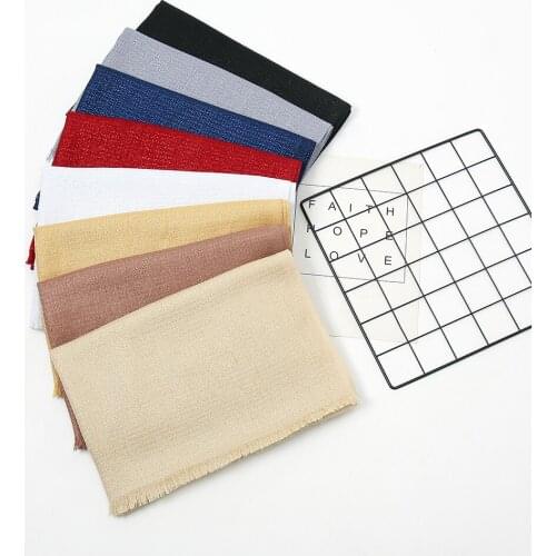 Fashion Cotton Scarf Glitter Lurex Hijab Tassel Scarves Muslim Long Shawl Plain Soft Turban Tie Head Wraps For Women Headband