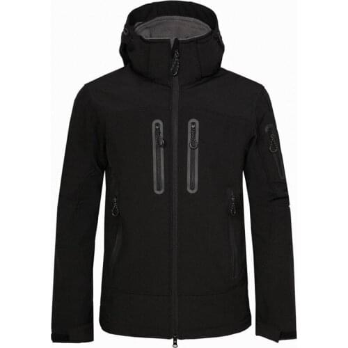 Autumn Winter Men Softshell jackets Windproof Waterproof Fleece Warm Hooded coats Outdoor Camping Climbing Hiking Windbreaker