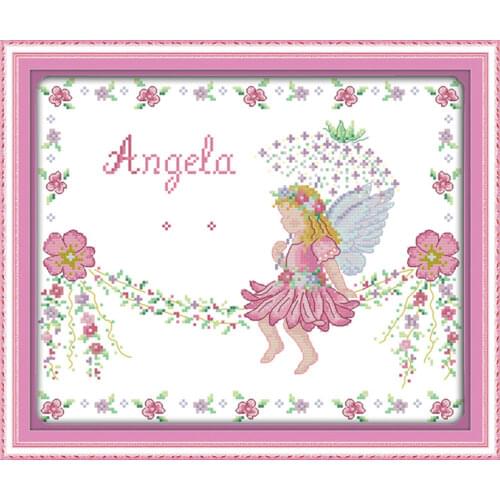 Little angel birth record cross stitch kit cartoon 14ct 11ct print canvas stitching embroidery DIY handmade needlework