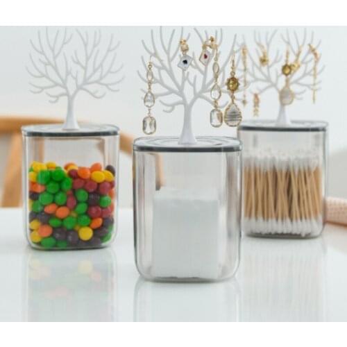 Desktop Cosmetic Storage Box Jewelry Organizer Storage Container Candy Cotton Swab Makeup Remover Make Up Organizer For Bathroom