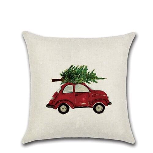 Pillowcase New Year Christmas pillow， Christmas Tree Linen Pillowcase Cartoon Car Christmas Decorations for Home Gifts