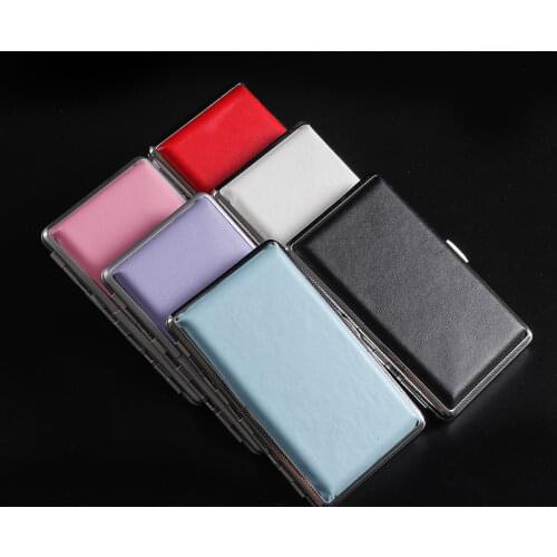 New 1pcs Black leather Cigarette Case Box Holder for Womens Slim Cigarettes (100mm) (hold 20) with gift box ca1503