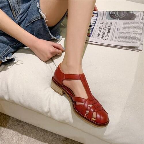 2021 New Metal Buckle Shoes Woman Genuine Leathr Round Toe Shoes For Women Spring Summer Lace Up Working Party Shoes Newest