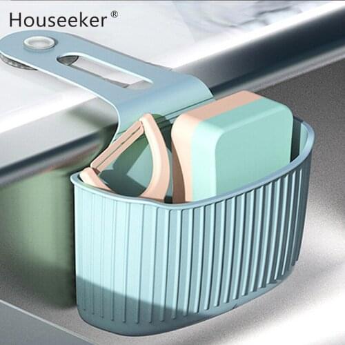 New Solid Color Kitchen Sink Storage Rack PVC Material Wall-mounted Hanging Kitchen Organizer Bag Dish Sponge Drain Rack