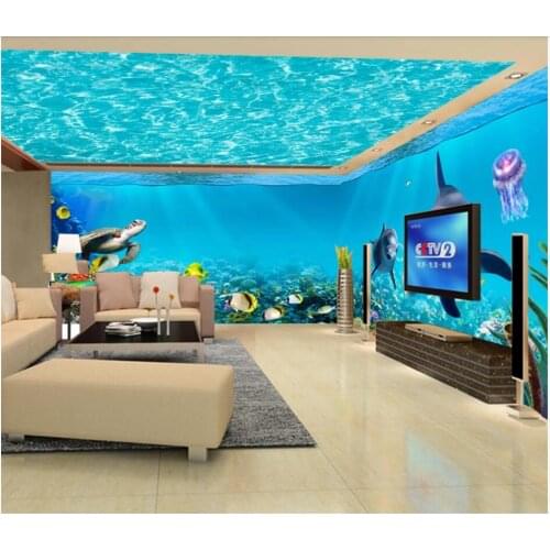 3d room wallpaper custom photo Blue sea world dolphin fish Whole house wall home decor living room wallpaper for walls 3 d