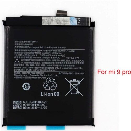 Original BM4H Built-in Battery for xiaomi 9 pro mi 9 pro support fast charge with 4000mAh capacity including battery adhesive