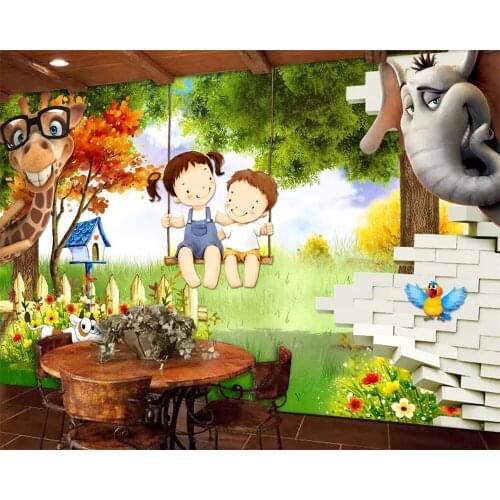 Beibehang Custom wallpaper 3D brick wall cartoon childrens room kids room beautiful TV background walls painting 3d wallpaper