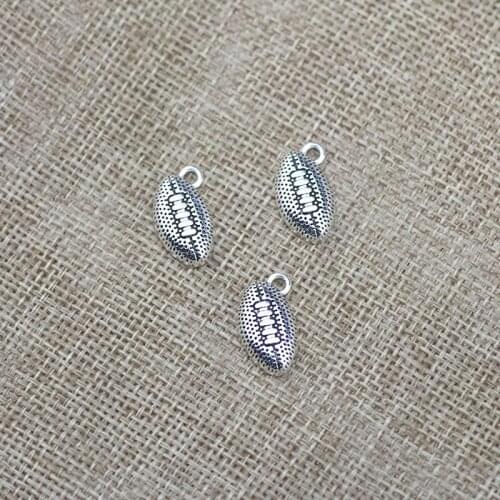 High Quality 50 Pieces/Lot 18mm*11mm Antique Silver Plated Alloy Metal American Football Charms