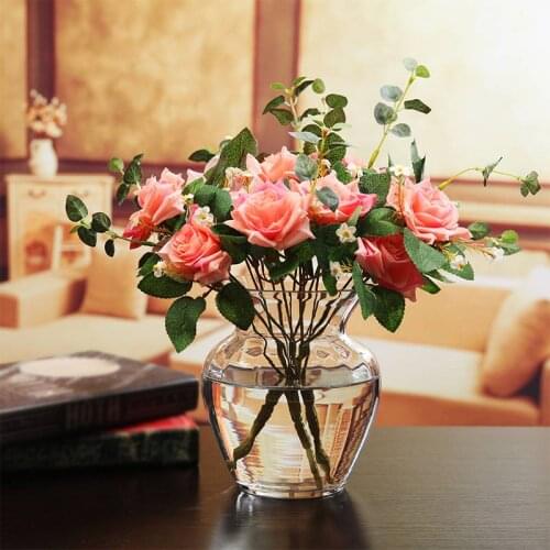 Transparent Glass Flower Vase Finsh Tank Living Room Tabletop Flower Container Ornament Modern Home Decor Glass Terrarium Vase