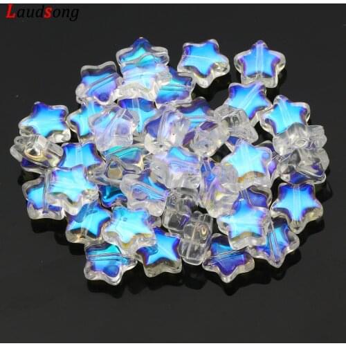 100pcs 8mm ABS Transparent Glass Beads Smooth Loose Spacer Star Beads For Jewelry Making DIY Bracelet Necklace Accessories