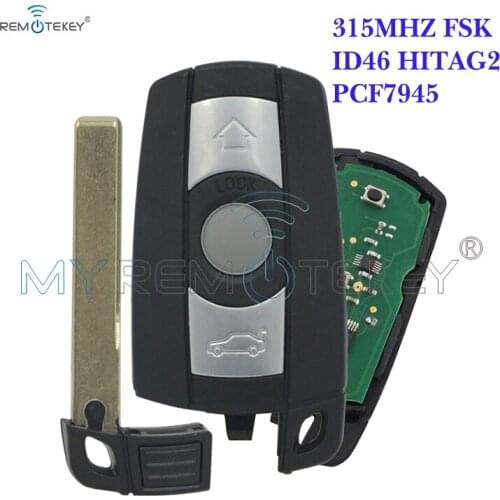 Remtekey remote Smart Key 3 Button Car key PCF7945 ID46 CHIP for BMW 315Mhz FCC KR55WK49127 E60 E61 E46 328i 335i 528i 535i 550i