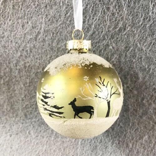 Christmas glass ball decoration Pendant Gift foreign trade mall layout creative gift 6.5cm deer winter scenery ball