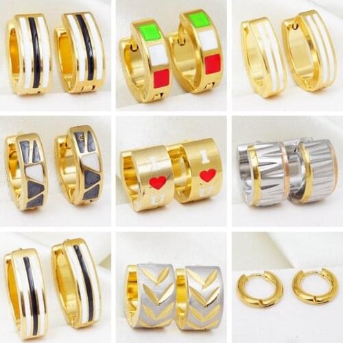 Hot Sales Stainless Steel Circle Earings Hoops Punk Rock Small Hoop Earrings for Women Geometric Heart Earring for Men