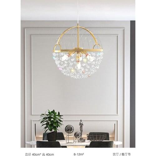Spherical Luxury Crystal Pendant Lights Post-modern Art Deco Lamps Dining Room Villa Living Room Bedroom Bedside Pendant Lamps