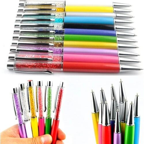 100Pcs Crystal Diamond Ballpoint Pen Metal High Quality Luxury Roller Rose Gold Student Gift Stationery Office Writing Promotion