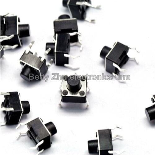 200PCS/LOT 6 * 6 * 7MM Tact Switch 4 feet vertical micro switch / button switch