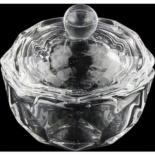 Nail Art Dish Clear Glass Crystal Acrylic Liquid Holder Transparent Anti-scratch Glassware Nail Art Powder Dappen Dish for Home