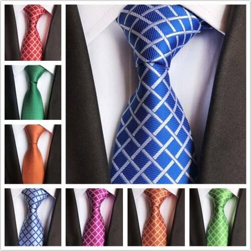 8cm Traditional Classic Tie Fashion Diamond Plaids Necktie Woven Polyester Ties