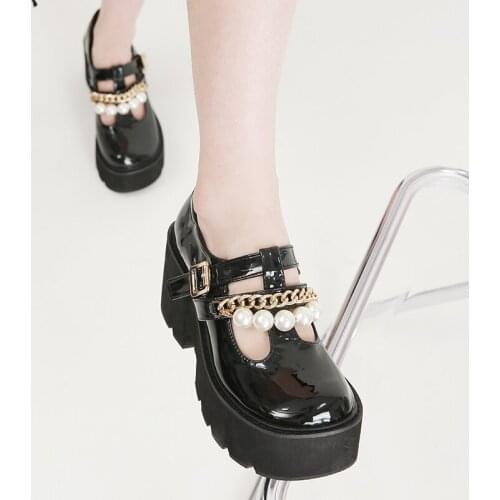 Platform Pumps For Women Shoes Punk Marry Janes Sweet Lolita Shoes fall Spring heels Ankle Buckle Strap Chunky Heel Goth shoes