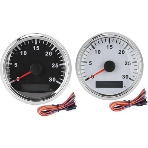 85mm / 3.3in Boat Tachometer Sensor IP67 Tacho Gauge 12V / 24V Red Light with LCD Display Service Hour Meter 3000