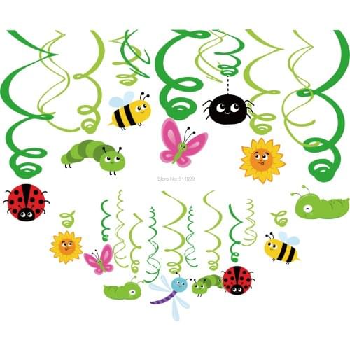 Insect Spring Theme Birthday Party Decorations Classroom Cartoon Butterfly Flower Ladybug Hanging Swirl Baby Shower Party Supply