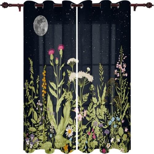 Vintage Herb Moon Modern Curtains for Living Room Luxury Window Treatments Bedroom Kitchen Curtains Drapes