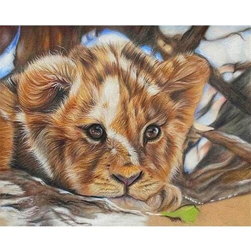 Yumeart 5D Diamond Painting Lion Square Diamond Mosaic Animal Handmade Cross Stitch Set Diamond Embroidery Cross Stitch Art Gift