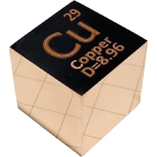Mirror polished Copper Cu Cube 1 inch Periodic Table Format High Purity 99.95