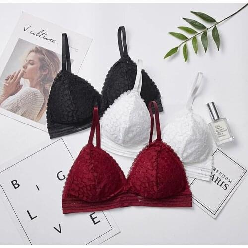 Womens Triangle Cup Lace Wrap Chest Beautiful Back Sling Back Buckle No Steel Ring Bra Sexy With Chest Pad Tube Top Vest