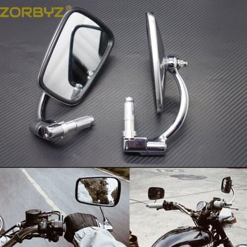 ZORBYZ Motorcycle 7/8" 22mm Silver Retro Metal Handle Bar End Side Rearview Side Mirror For GN/ CG Cafe Racer Custom