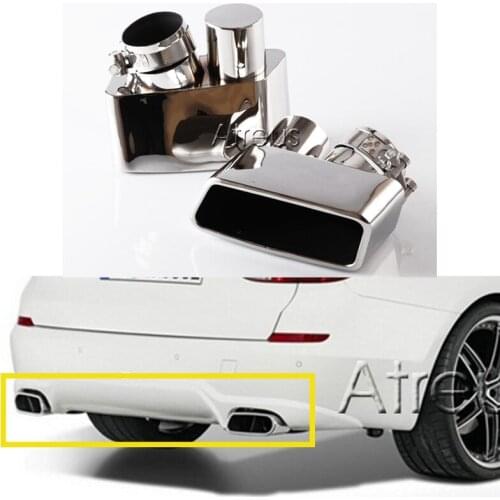 1set Chrome 304 Stainless Steel Car Exhaust Muffler Pipe Tip Tailpipe Cover For BMW F07 535 550 528 5-series GT GT5 Accessories