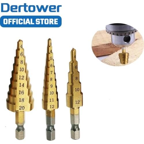 1pcs 3-13mm HSS Titanium Coated Stepped Drill Power Tools Carbide Drill Mini Drill Bit Set 3-12mm 4-12mm 4-20mm DT6