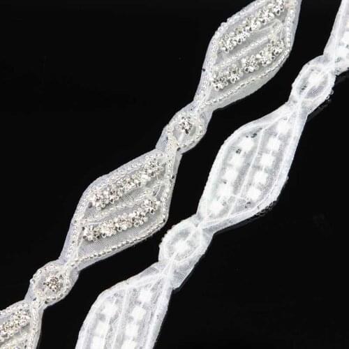 10Yards Handmade Rhinestones Appliques Iron Simple Rhinestone Trim For Wedding Dress Belts Silver DIY Wedding Accessory