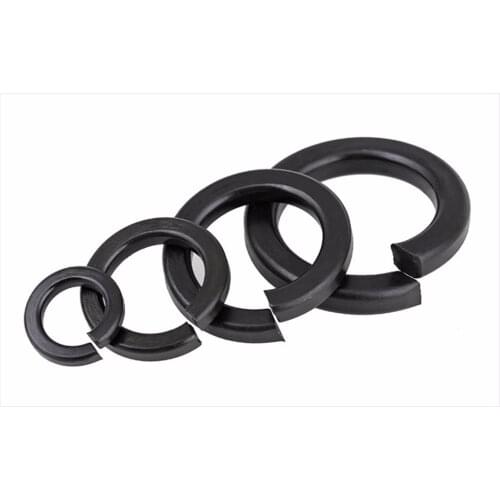 100pcs M2 M2.5 M3 M4 Black Carbon Steel Spring Washer Split Locking Washers Spring Gasket Screw Gasket