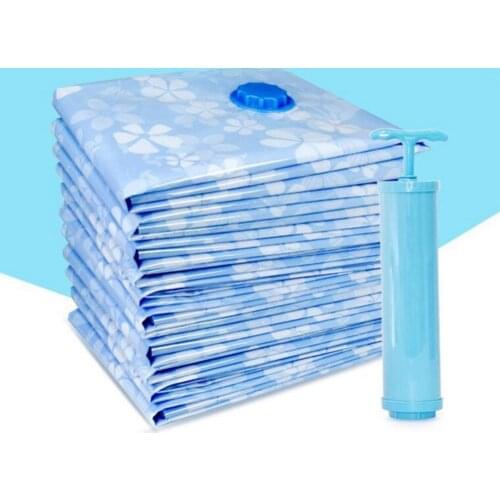 11PCS Thickened Vacuum Bag With Hand Air Pump Reusable Blanket Clothes Quilt Storage Bag Organizer Foldable Compressed Bag