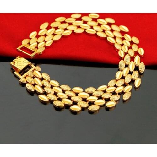 14mm Wide Bracelet Yellow Gold Filled Fashion Womens Mens Bracelet Gift
