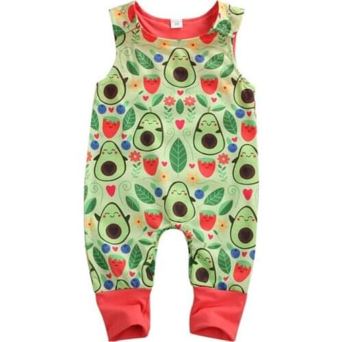 2019 Newborn Baby Boy Girl Avocado Romper Infant Kids Sleeveless Clothes Toddler Jumpsuit Baby Romper Unisex Outfit 0-2T