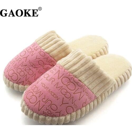 2019 Winter Home Slippers Woman Shoes Women Men Soft Indoor Warm Slippers Lady Platform Home Shoes Low Heel Woman Shoes Footwear