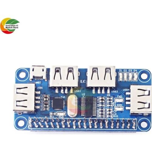4 Port USB HUB HAT USB 2.0 1.1 Micro USB for Raspberry Pi Zero/W A+ B B+ 2 3 Model B Serial Debugging Onboard USB to UART