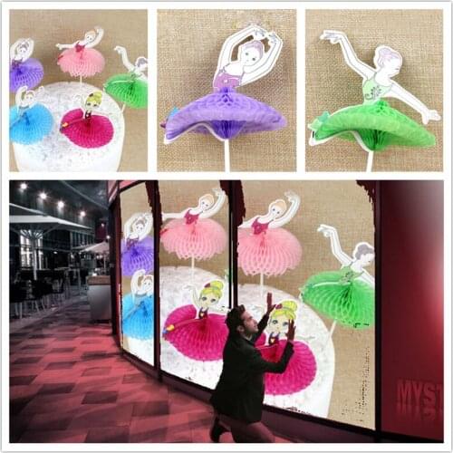 5pc/Ballet girl Angel girl flag string light wedding cake cake top hat set party decoration birthday cake flag baking decoration