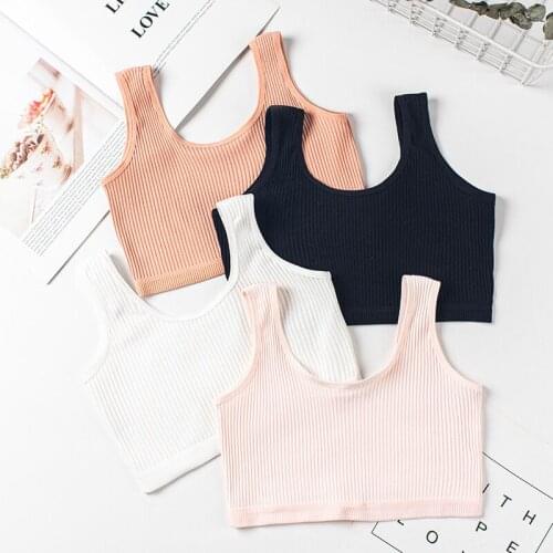 5PCS Double-layer thread bra student girl training bra vest pure cotton broadband childrens bra sports breathable