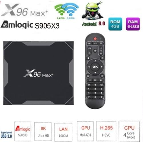 5pcs X96 max plus Android9.0 Amlogic S905X3 Quad Core 32GB 64GB 2.4G&5.0G WIIF BT4.0 1000M lan or 100m lan