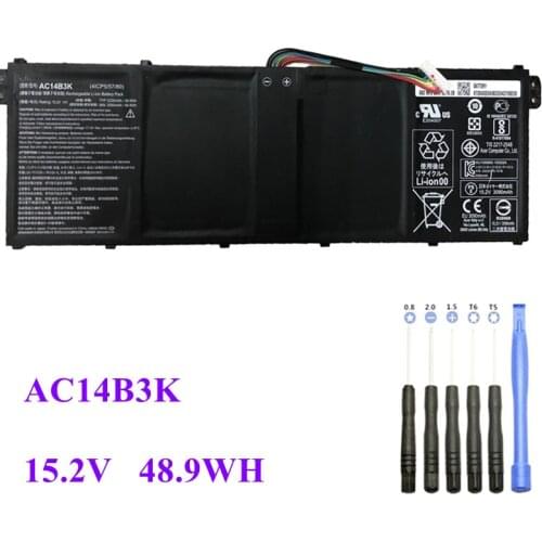 AC14B3K Laptop Battery For Acer Aspire R5-571T R5-571TG S14 CB3-511 Swift 3 SF314-51 R 11 R3-131T S14 15.2V 48.9WH/3220mAh