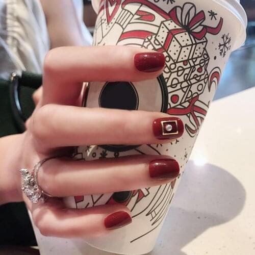 24pcs/set Acrylic Gradient Fake Nails Full Cover With Glue Press On Short Decoration Fingers Fake Nail Accessories Wholesale