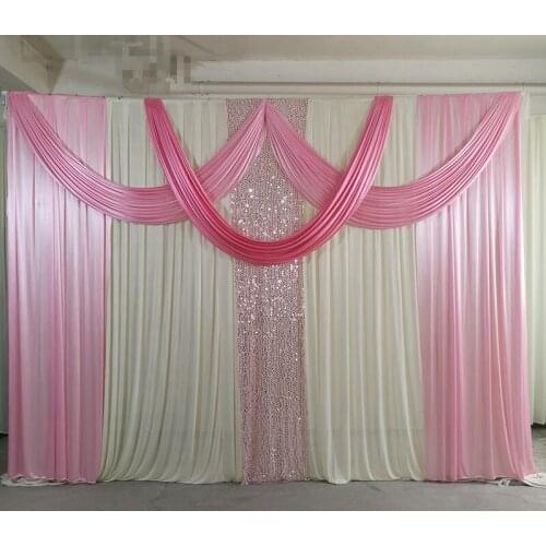 Free shipping 3Mx3M New Design Wedding Stage Backdrop Sequin Curtain with Swags wedding party birthday decoration