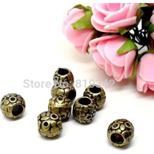 Free Shipping 30pcs/lot 10x9mm Antique Bronze Dot Spacer Beads Fit European Charm Bracelet jewelry findings J0159
