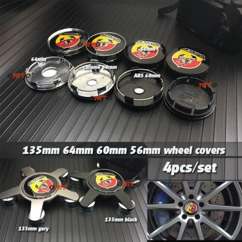 135mm 56MM 60mm 64mm 4x Grey Black Car Wheel hub caps Auto decals for 124 125 500 Badge Emblem covers Auto car accessories